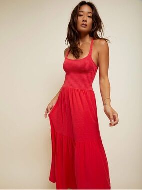 Nation Los Angeles Penelope Tie Crossback Midi - Cherrybomb Size Small